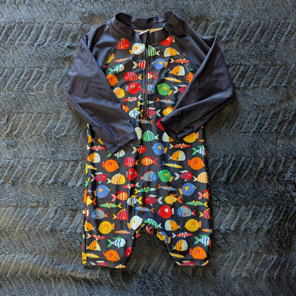 Amazon Colorful Fish Print Kids One Piece Rashguard, Size 4